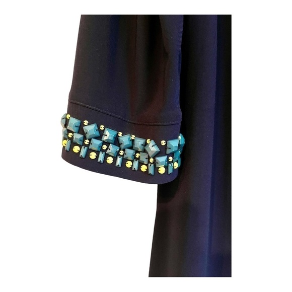 LAUNDRY by SHELLI SEGAL, LOS ANGELES, NAVY BLUE, LINED SHIFT. 3/4 SLEEVE.SIZE 10 - Picture 5 of 7